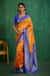 Shop Elegant Orange Banarasi Art Silk Woven Ready to Wear Saree Online - Best Prices-RTW-2066